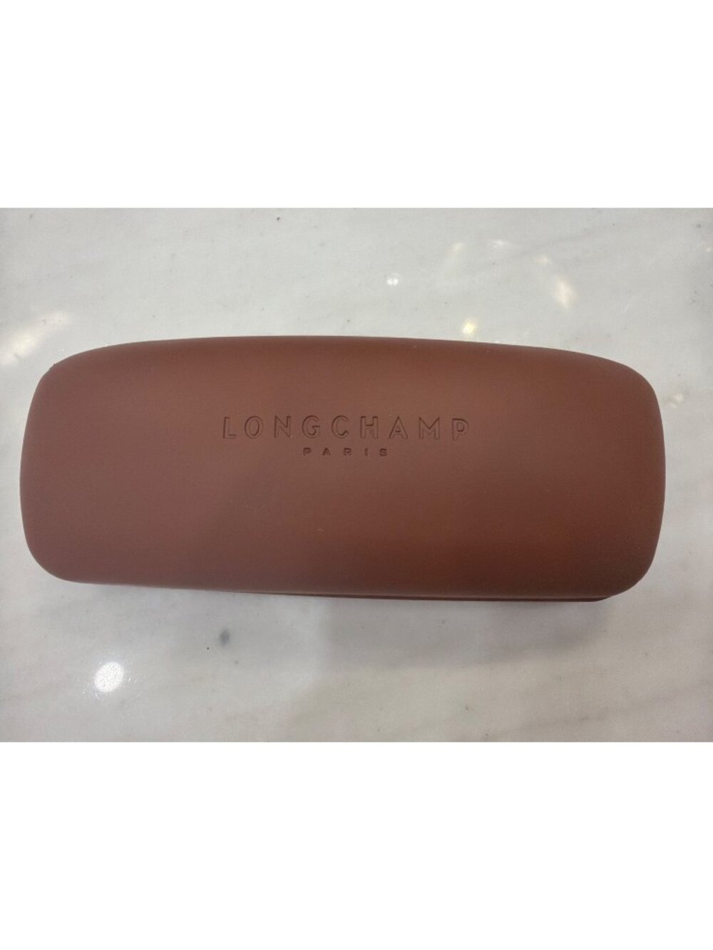 Longchamp Brown Eyeglass Case Hard Shell Protective Lightweight Slim Design